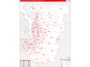 Seattle-Tacoma-Bellevue Metro Area Wall Map Red Line Style 2022